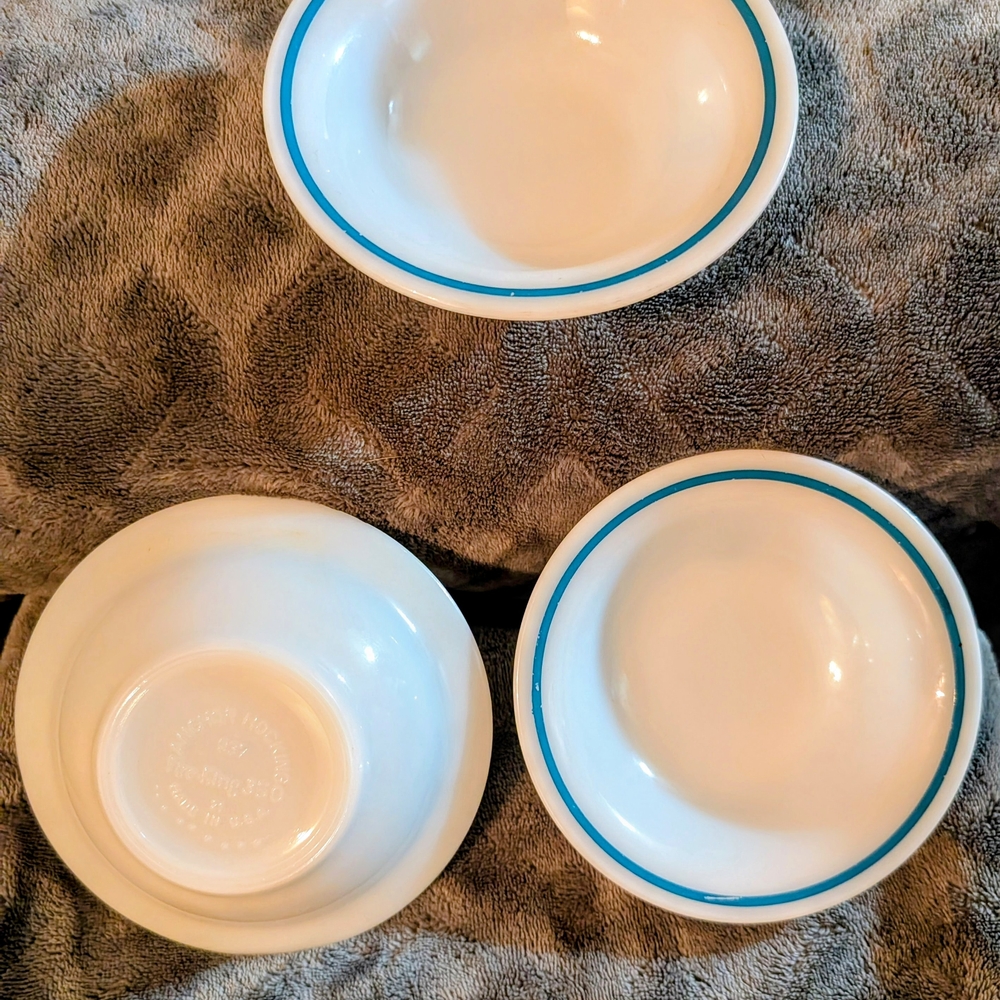 Fire-King Opal Bowls. Vintage 1950-60s